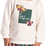 Conj. moletom casaco off white borboleta + calça borboletas verde
