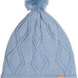 Touca de tricô azul com pompom