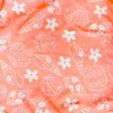 Conj. praia blusa cropped manga longa + calcinha conchas salmão