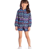 Conj. casaco + shorts corta-vento estampado floral