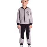 Conj. moletom casaco zíper + calça cinza com preto