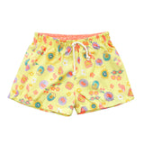 Shorts tactel praia tropical amarelo