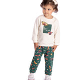Conj. moletom casaco off white borboleta + calça borboletas verde