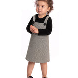 Conj. salopete tweed cinza + blusa manga longa preta