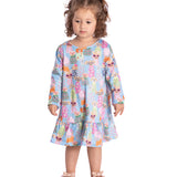 Vestido manga longa cachorrinhos malha modal
