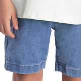 Bermuda jeans claro cós elástico