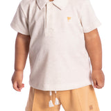 Conj. pólo linho + bermuda malha caramelo