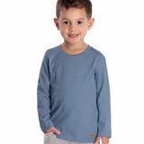 Camiseta manga longa algodão azul