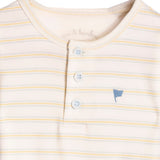 Conj. body camiseta listrado + bermuda azul arco-íris