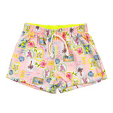 Shorts tactel praia selos rosa-claro
