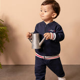 Conjunto moletom casaco zíper avião + calça marinho