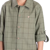 Camisa manga longa xadrez verde malva