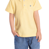 Conj. polo manga curta amarela + bermuda jeans