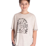Camiseta manga curta mescla texturizada