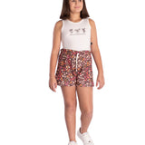 Conj. juvenil regata malha cotton + shorts moletinho floral