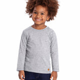 Camiseta manga longa algodão cinza mescla