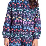 Conj. casaco + shorts corta-vento estampado floral