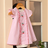 Body vestido sem manga listrado fio tinto rosa