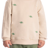 Conj. casaco moletinho bordado dinos + calça verde texturizada