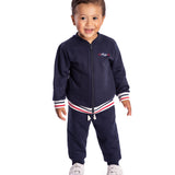 Conjunto moletom casaco zíper avião + calça marinho