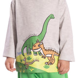 Conj. camiseta manga longa mescla dinos + calça moletinho verde