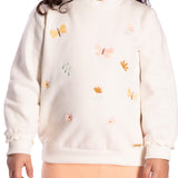 Conj. casaco moletom bordado borboletas + calça legging molecotton salmão