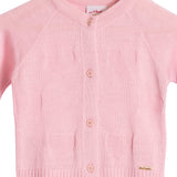 Conj. casaco corações + calça tricô rosa