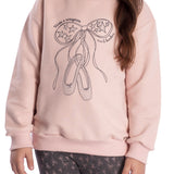 Conjunto casaco moletinho rosa + calça legging em malha jacquard