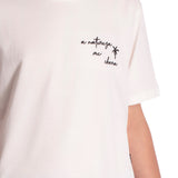Camiseta manga curta bordada off-white