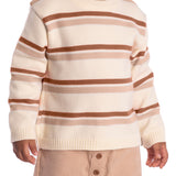 Conj. casaco tricô listrado + calça veludo cotelê