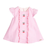 Body vestido sem manga listrado fio tinto rosa
