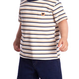 Conj. camiseta manga curta listrada + bermuda jeans
