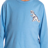 Camiseta manga longa azul T-Rex