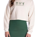 Conj. moletinho casaco cropped off white + saia midi verde militar