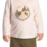 Conj. camiseta manga longa malha bege + calça veludo cotelê verde militar