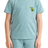 Pijama camiseta + bermuda azul mescla