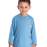 Camiseta manga longa azul T-Rex