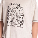 Camiseta manga curta mescla texturizada