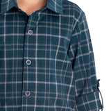 Camisa manga longa xadrez verde petróleo