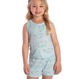 Pijama regata + shorts verde azulado constelações