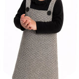 Conj. salopete tweed cinza + blusa manga longa preta