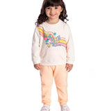 Conj. moletinho casaco off white alegria + calça salmão