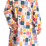Vestido manga longa joaninhas coloridas malha modal