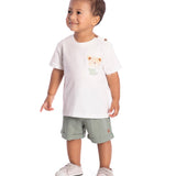 Conj. camiseta manga curta + bermuda tecido texturizado verde