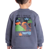 Conj. moletom casaco zíper dino + calça azul