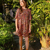 Vestido manga curta floral juvenil