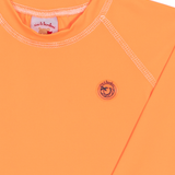 Camiseta praia manga longa proteção UV neon laranja