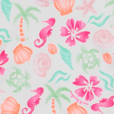 Shorts tactel praia fundo do mar laranja pink e turquesa