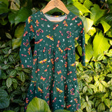 Vestido manga longa malha borboletas verde