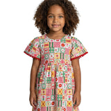 Vestido infantil malha estampada flores